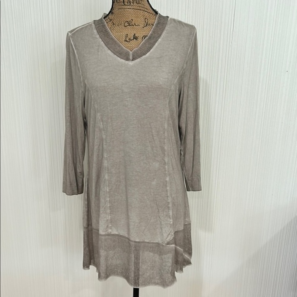 Charlie Paige Tan Relaxed Asymmetrical Tunic